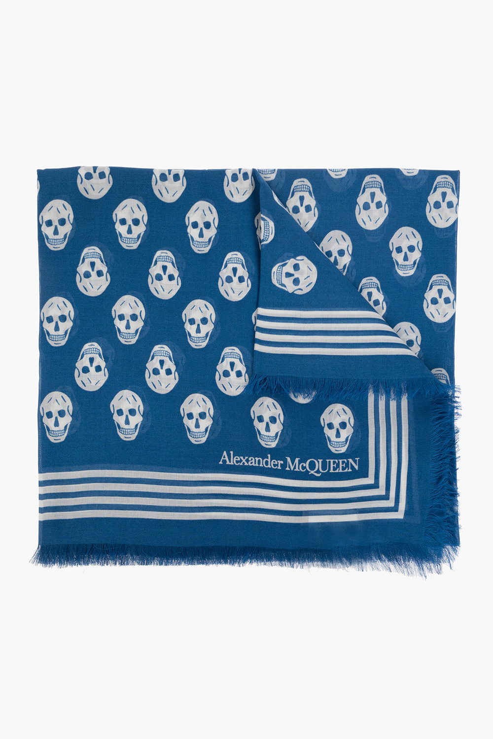 SchaferandweinerShops France logo scarf alexander mcqueen scarf Blue Scarf with logo Alexander McQueen